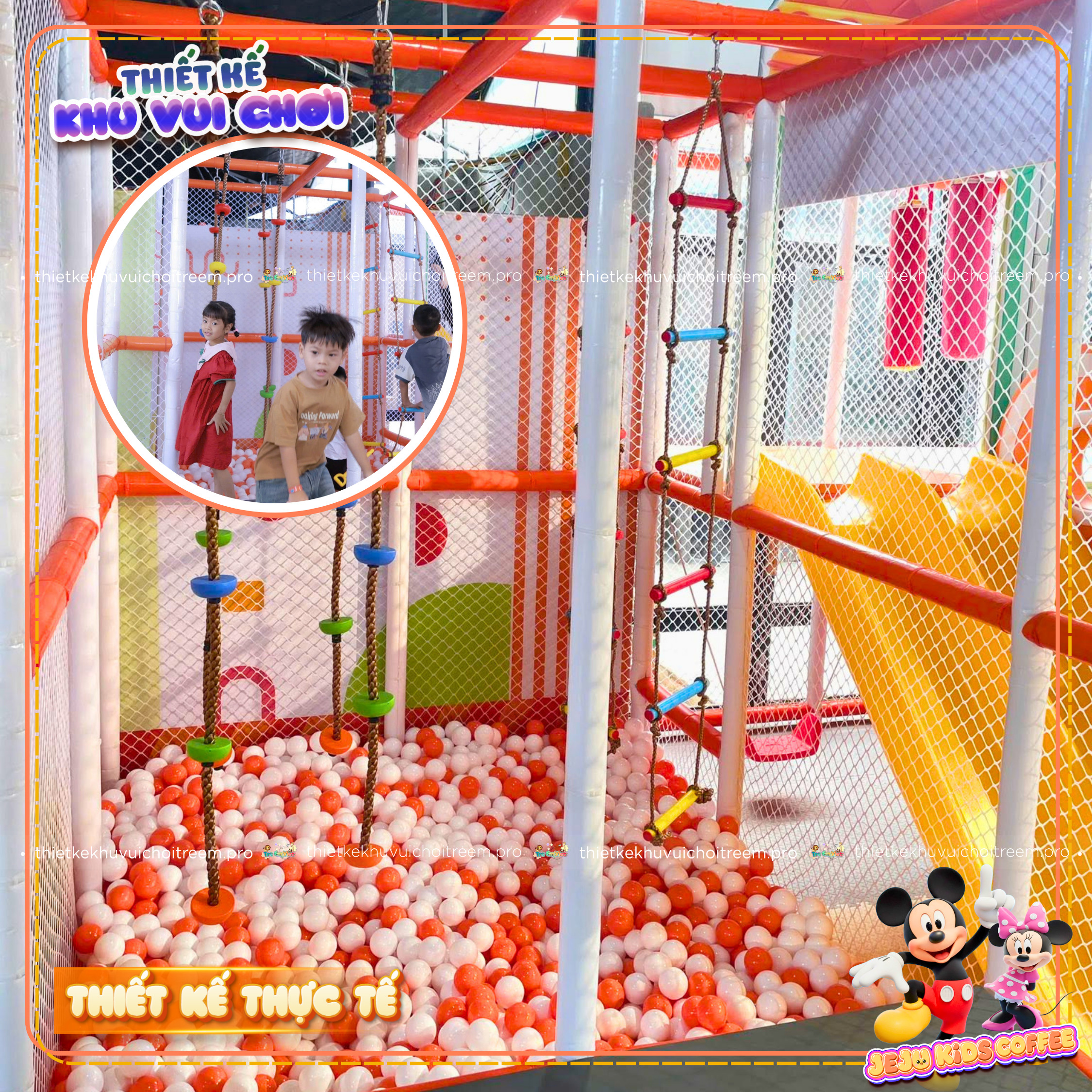 Hệ thống sasuke trong dự án thiết kế khu vui chơi Tây Ninh - Jeju Kids Coffee