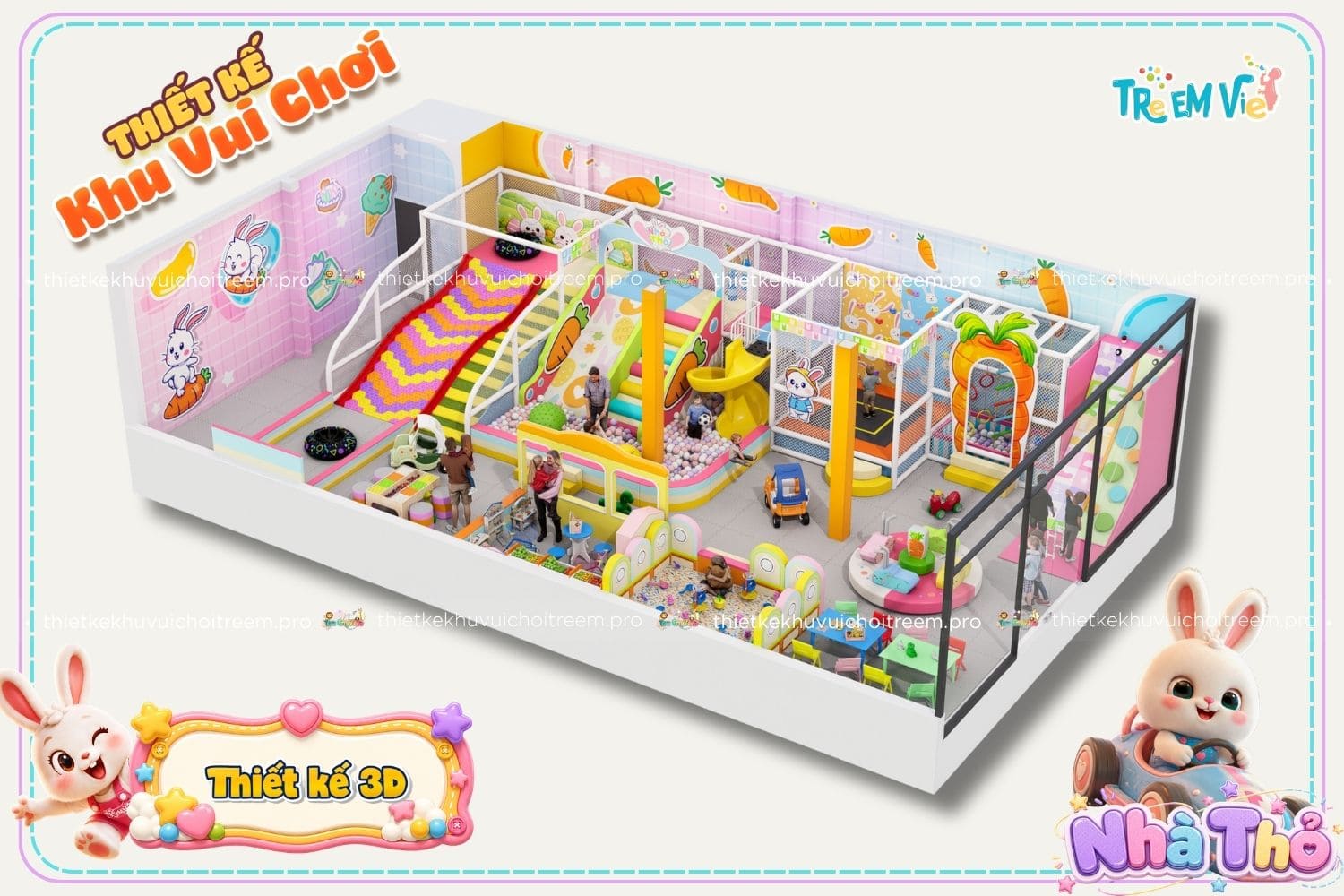 Mô hình thiết kế 3D của khu vui chơi ở Đồng Tháp - Nhà Thỏ