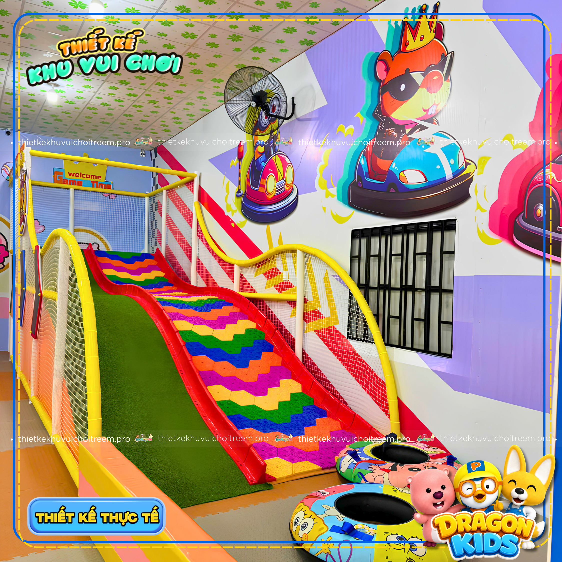 Đường trượt phao khô cầu vồng của dự án thiết kế khu vui chơi Bình Thuận - Dragon Kids