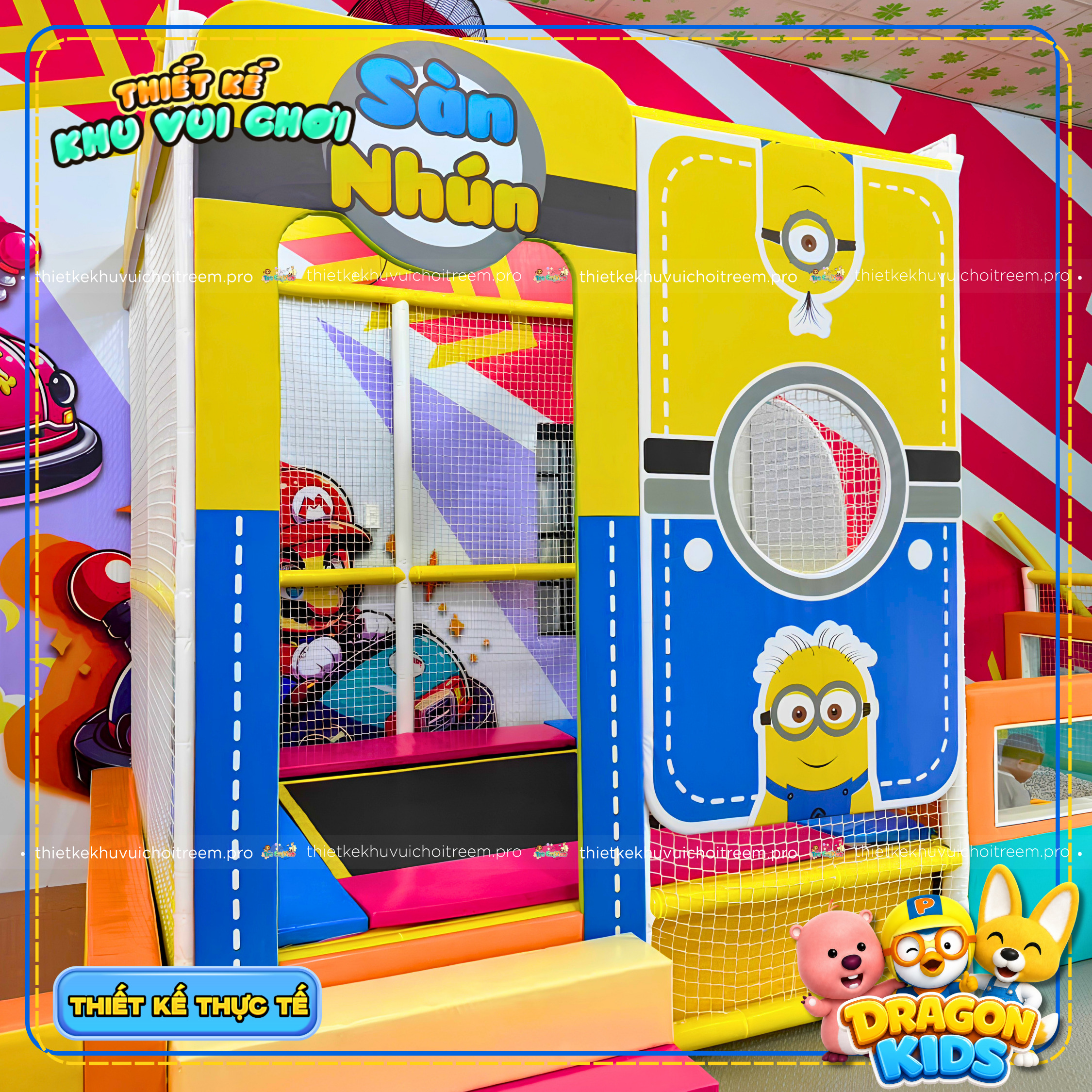 Sàn nhún trampoline của dự án thiết kế khu vui chơi Bình Thuận - Dragon Kids