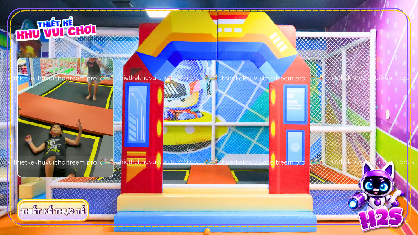Sàn nhún trampoline của dự án thiết kế khu vui chơi Đồng Nai - H2S