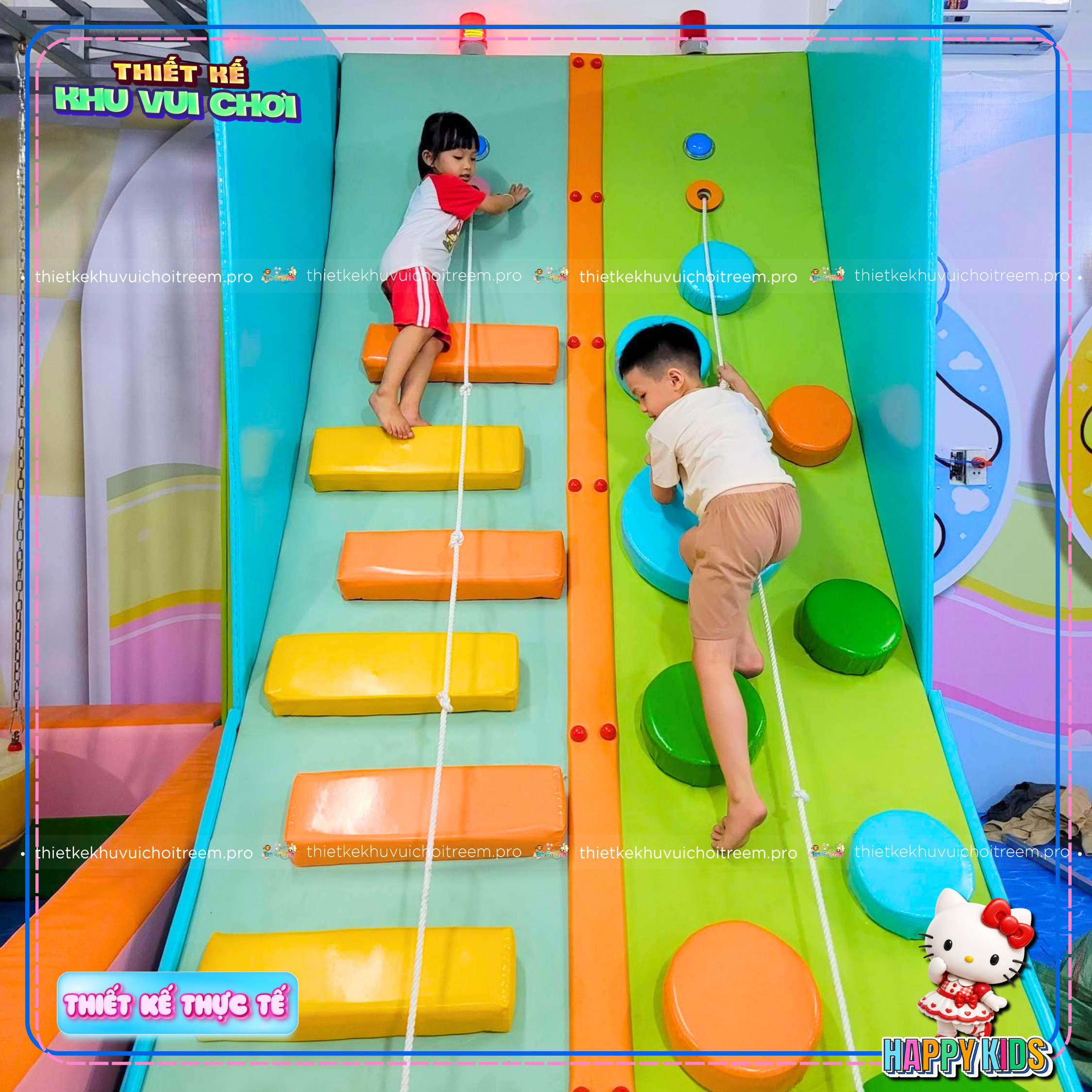 Leo dốc đập chuông của thiết kế khu vui chơi Tây Ninh - Happy Kids