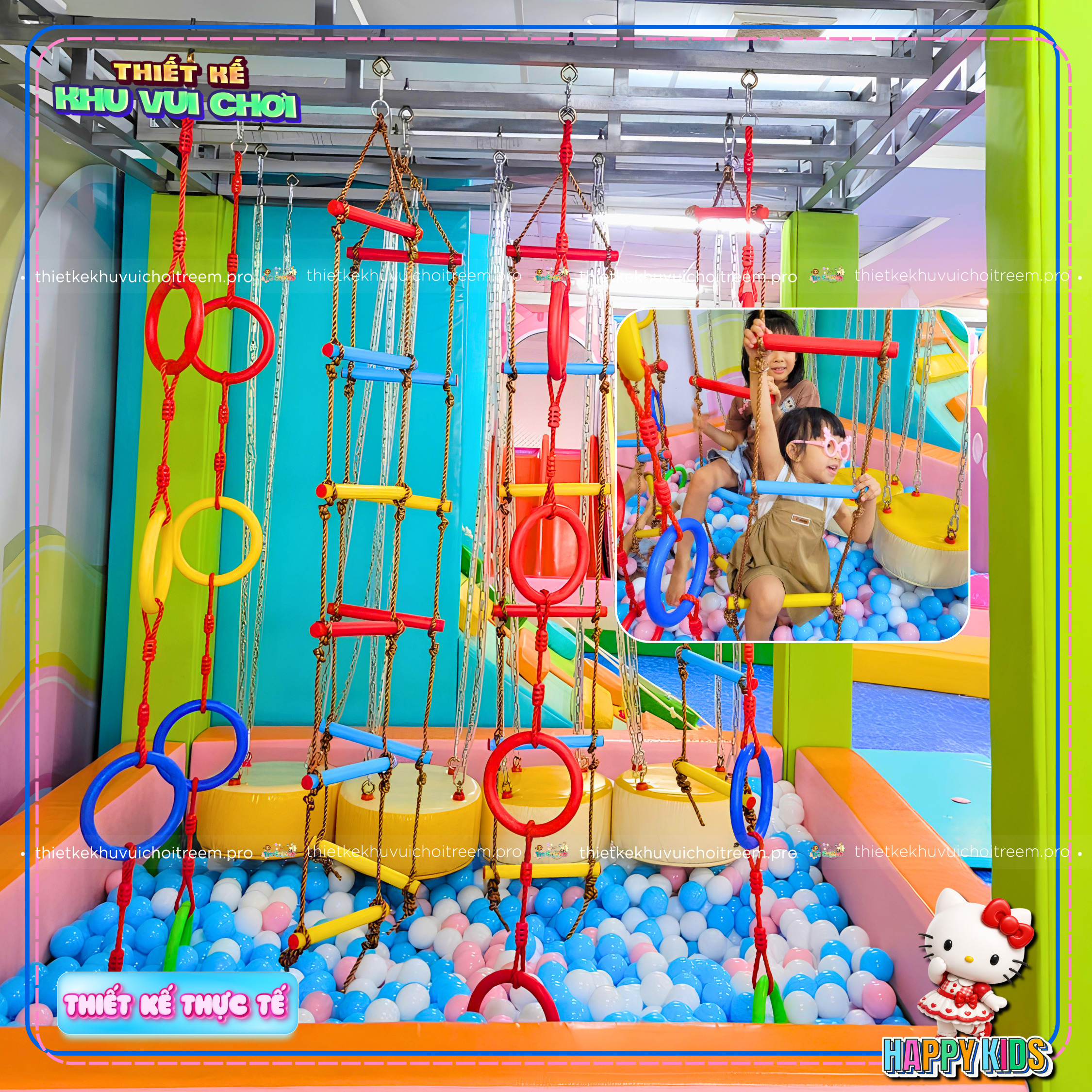Hệ thống sasuke của thiết kế khu vui chơi Tây Ninh - Happy Kids