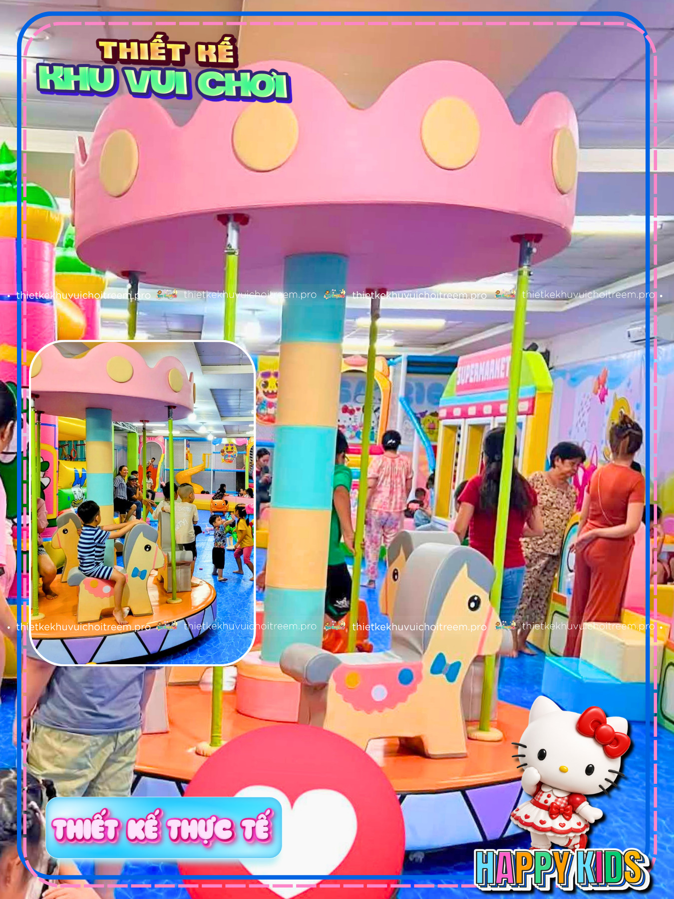 Đu quay ngựa của thiết kế khu vui chơi Tây Ninh - Happy Kids
