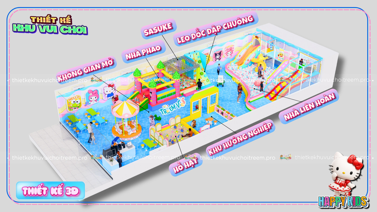 Kết cấu mô hình thiết kế khu vui chơi Tây Ninh - Happy Kids