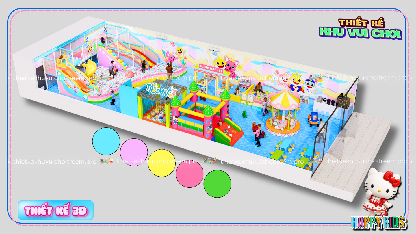 Phối màu của thiết kế khu vui chơi Tây Ninh - Happy Kids