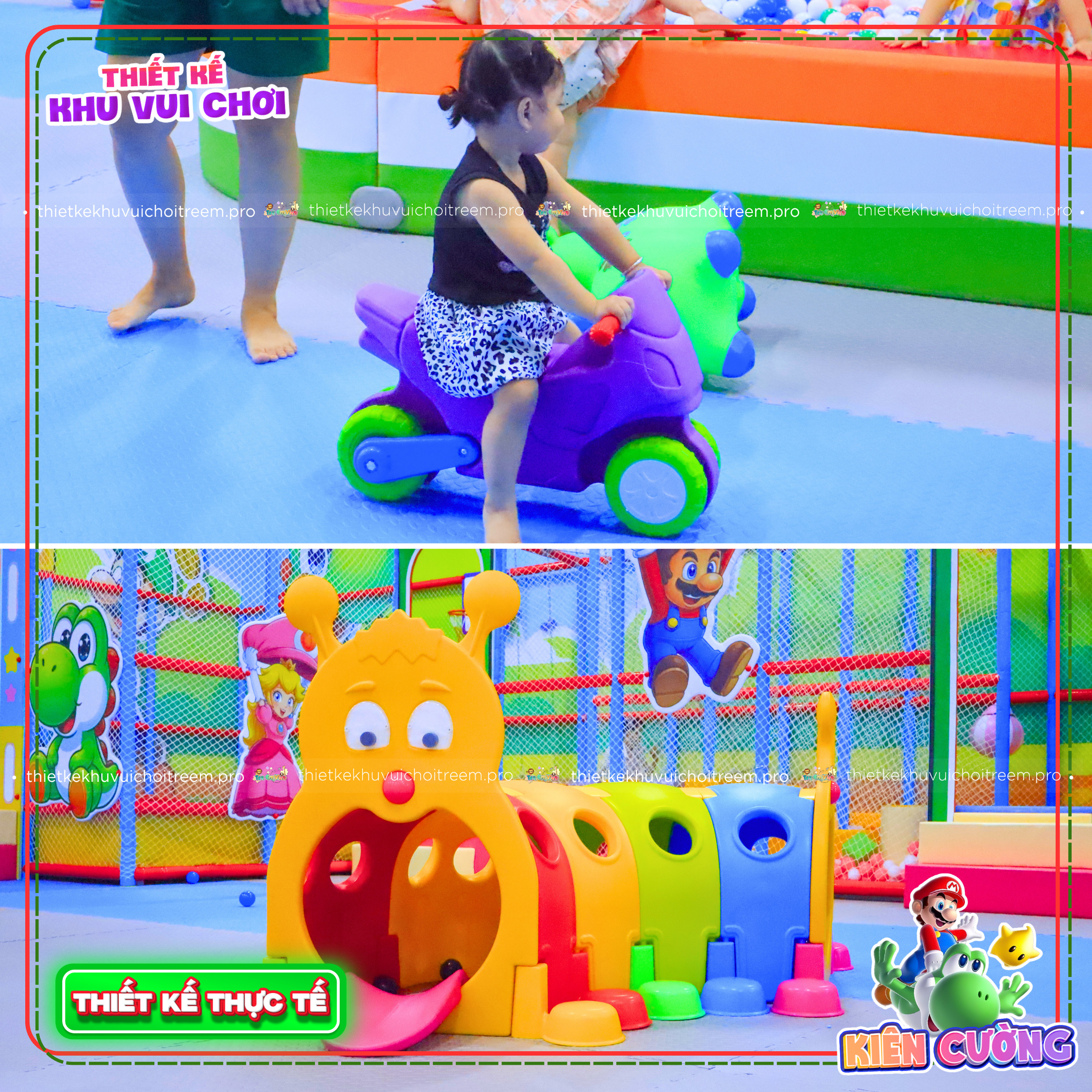 Xe chòi chân và hầm chui con sâu của dự án thiết kế khu vui chơi Tây Ninh - Kiên Cường 
