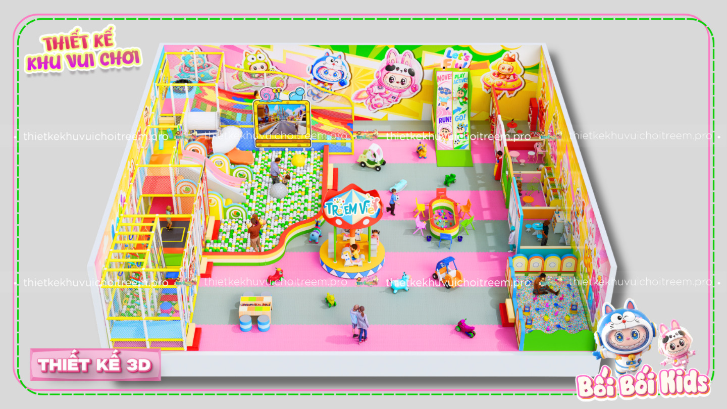 Mô hình 3D thiết kế khu vui chơi Bến Tre - Bối Bối Kids