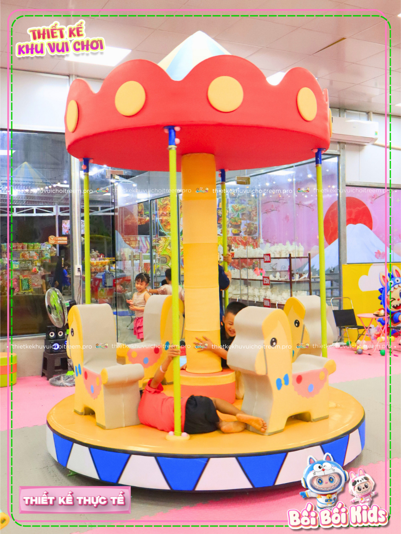 Đu quay ngựa của dự án thiết kế khu vui chơi Bến Tre - Bối Bối Kids