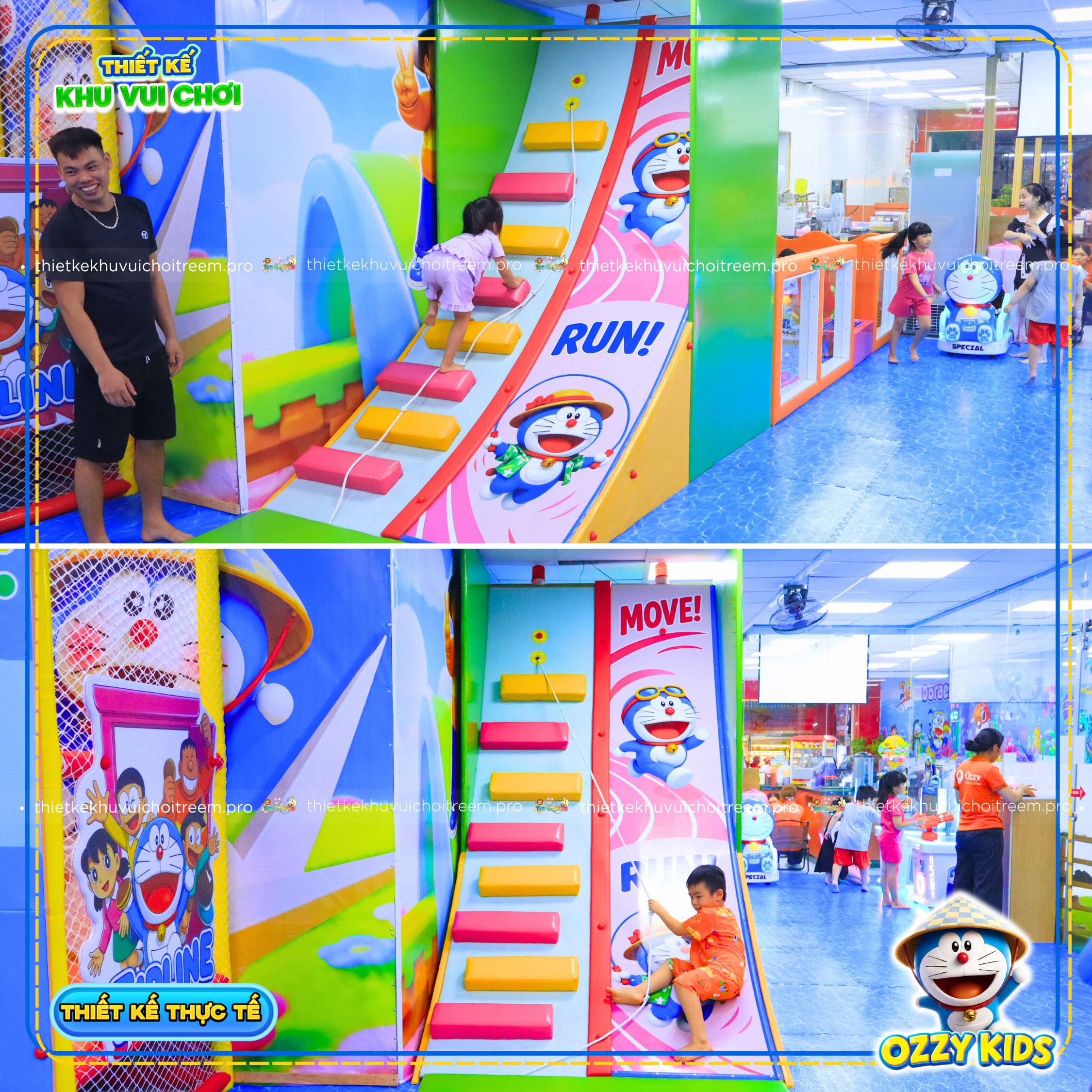 Leo dốc đập chuông của dự án thiết kế khu vui chơi Bình Tân - Ozzy Kids