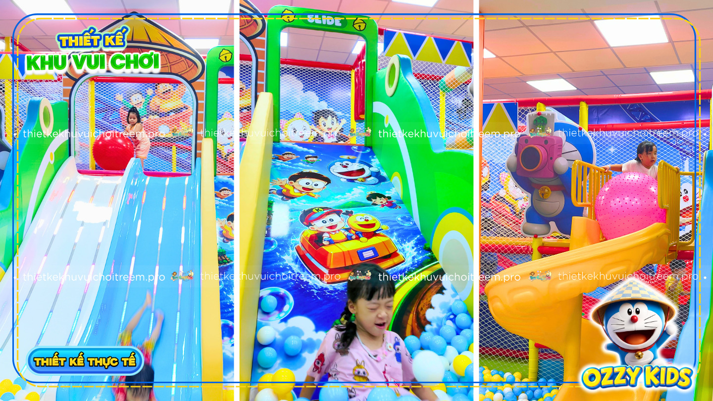 Hệ thống cầu trượt của dự án thiết kế khu vui chơi Bình Tân - Ozzy Kids