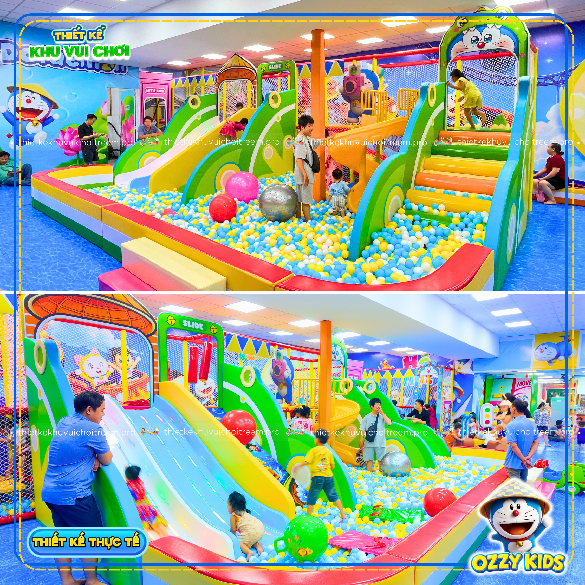 Thiết kế nhà liên hoàn 2 tầng của dự án thiết kế khu vui chơi Bình Tân - Ozzy Kids