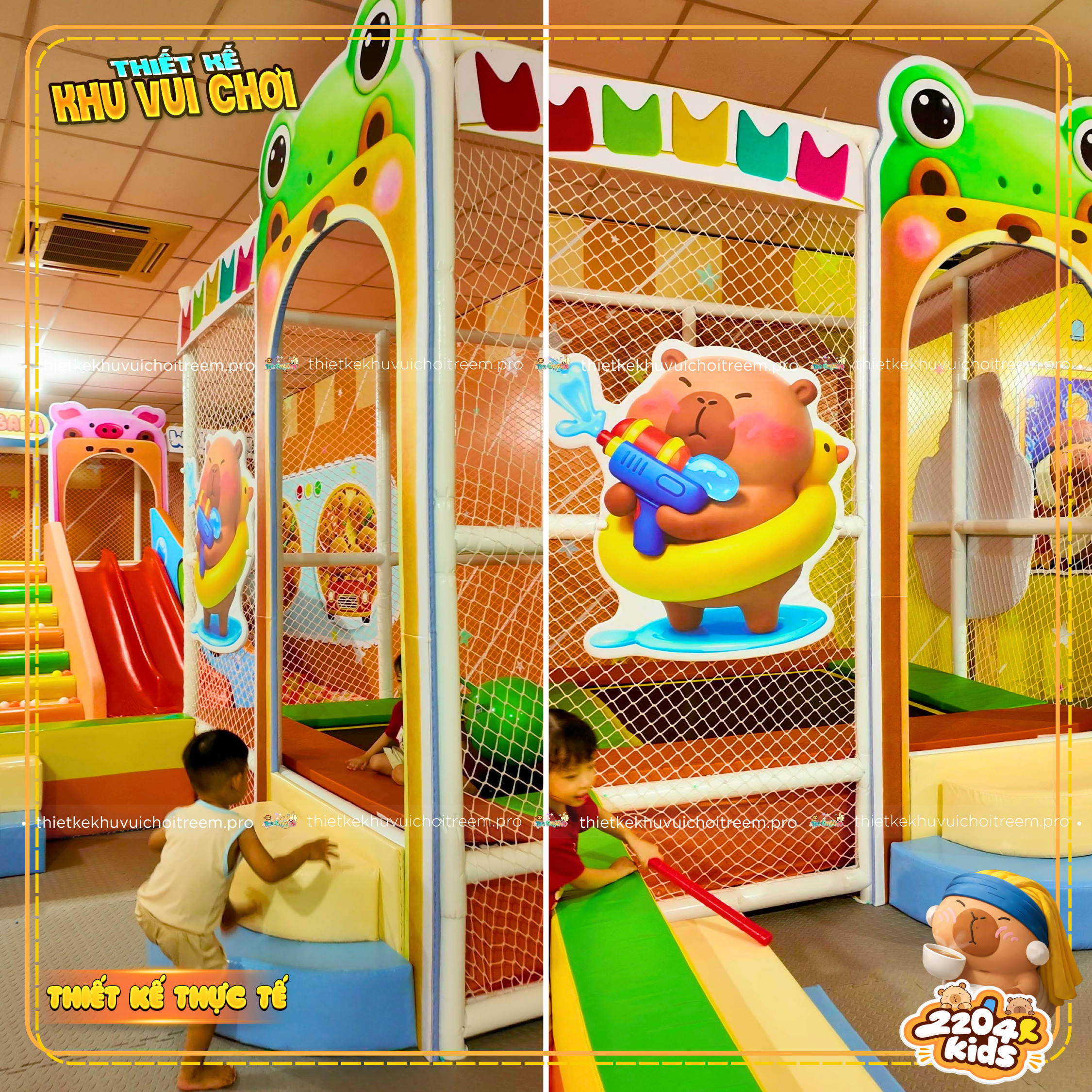 Sàn nhún trampoline  của dự án thiết kế khu vui chơi Đồng Nai - 2204 Kids