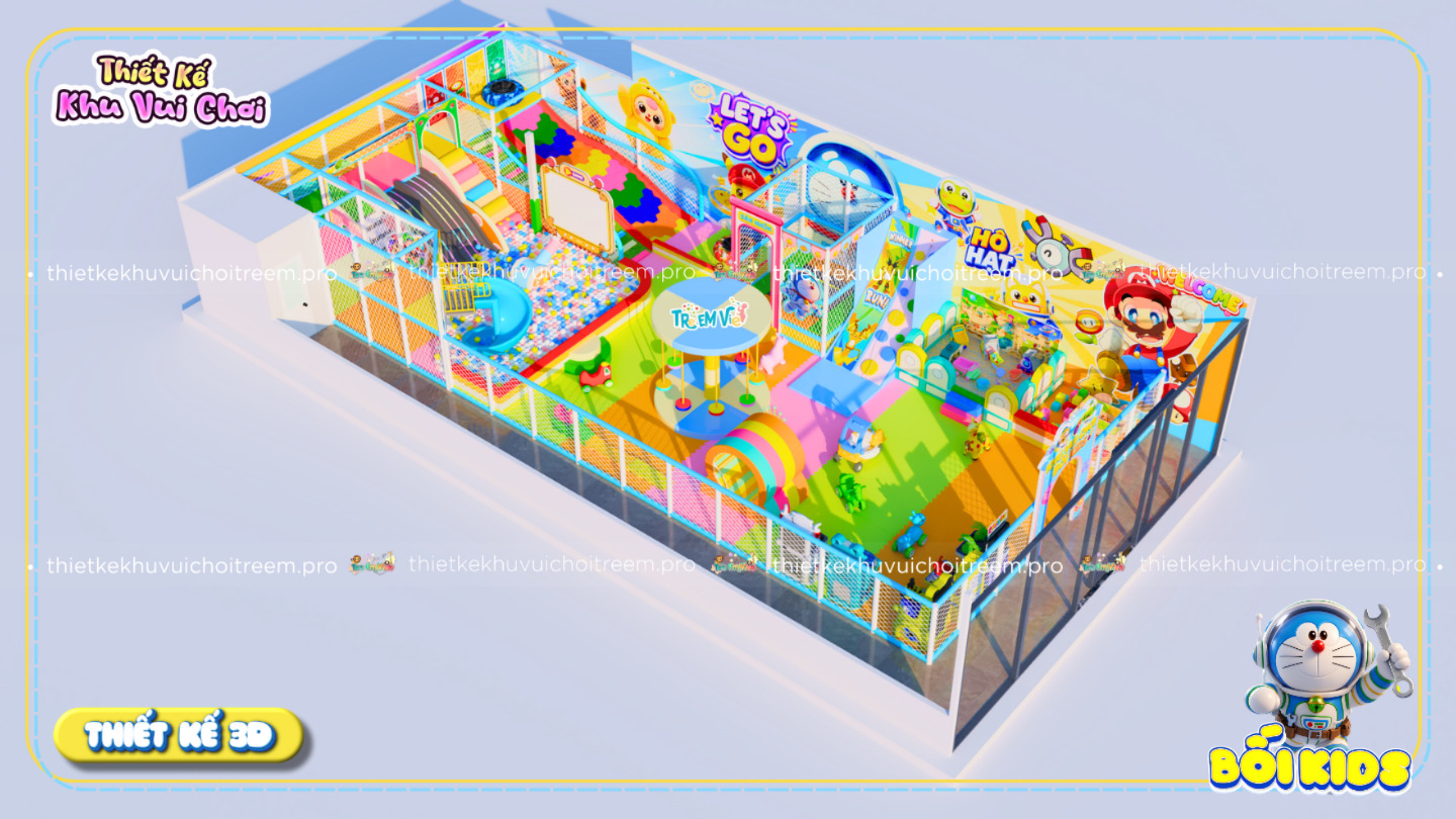 Mô hình 3D thiết kế khu vui chơi Bắc Ninh - Bối Kids