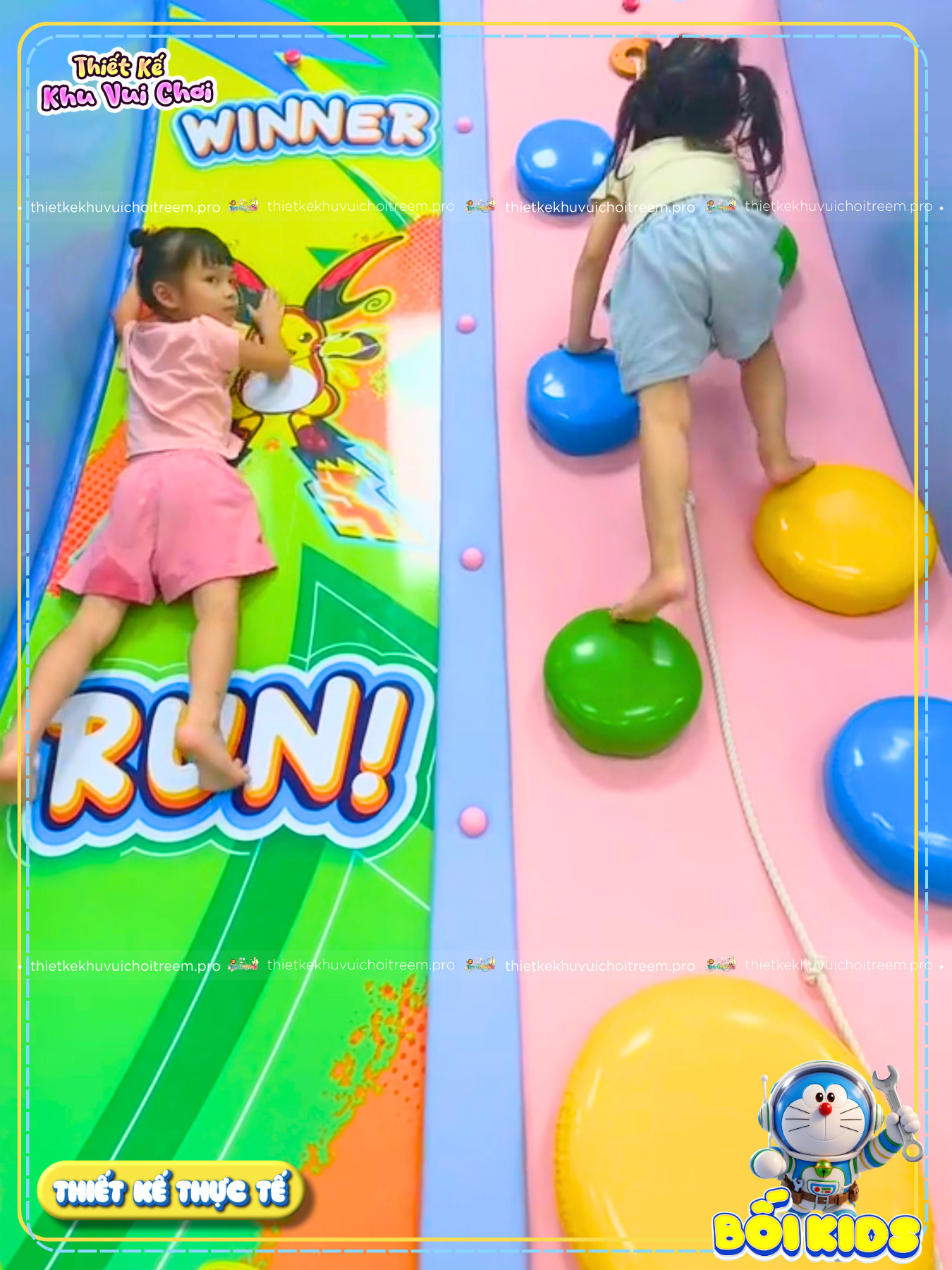 Leo dốc đập chuông của dự án thiết kế khu vui chơi Bắc Ninh - Bối Kids