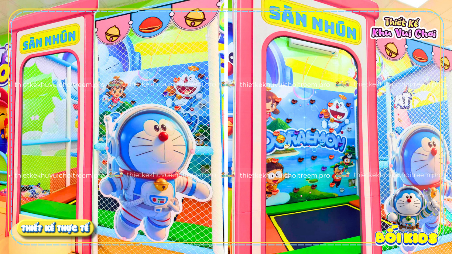 Sàn nhún trampoline của dự án thiết kế khu vui chơi Bắc Ninh - Bối Kids