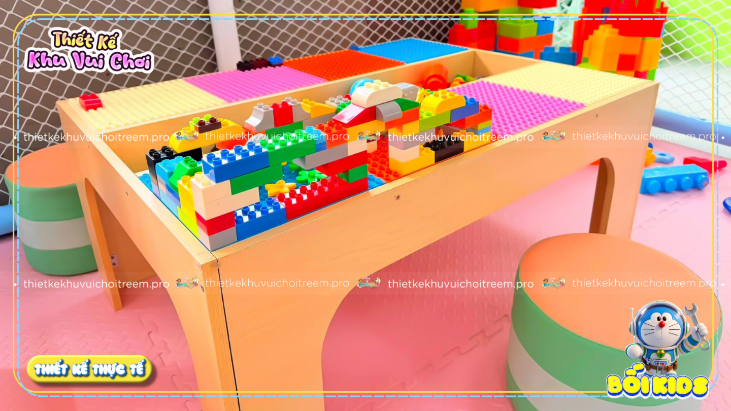 Bàn xếp lego của dự án thiết kế khu vui chơi Bắc Ninh - Bối Kids