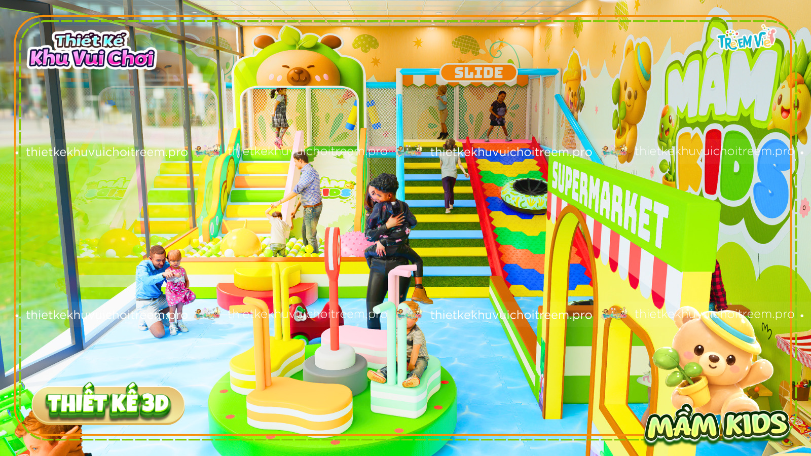 Phối màu của dự án thiết kế khu vui chơi Đắk Lắk - Mầm Kids