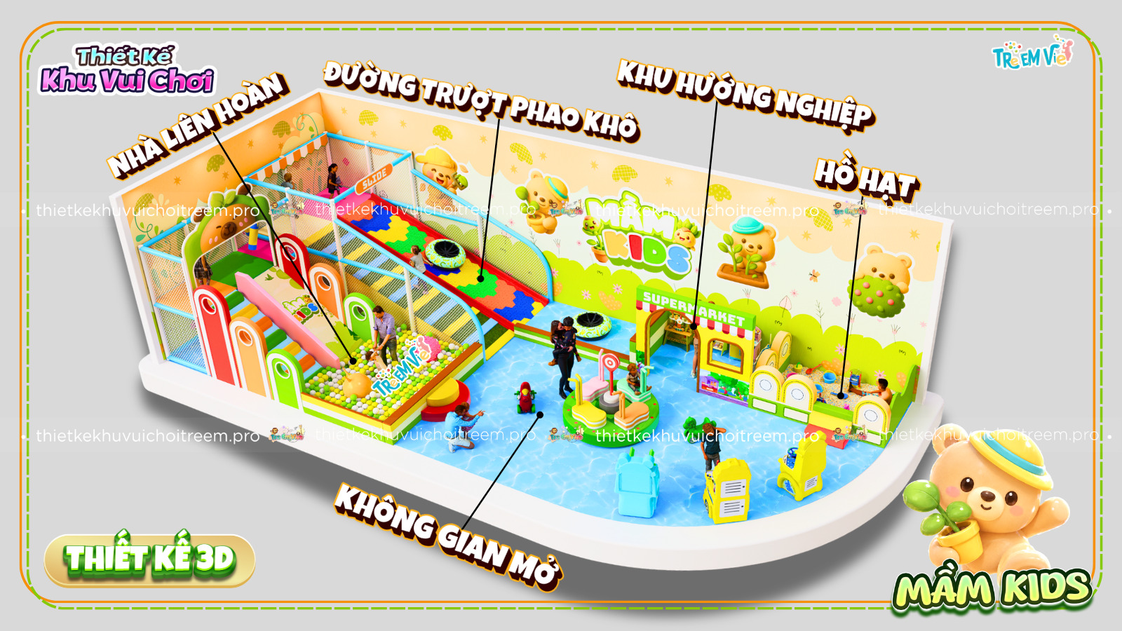 Kết cấu của dự án thiết kế khu vui chơi Đắk Lắk - Mầm Kids