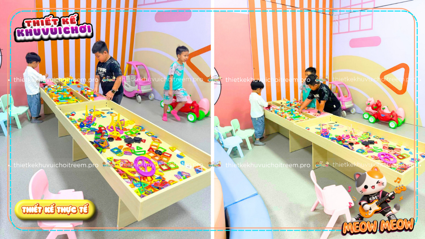 Bàn xếp lego của dự án thiết kế khu vui chơi Kon Tum - Meow Meow