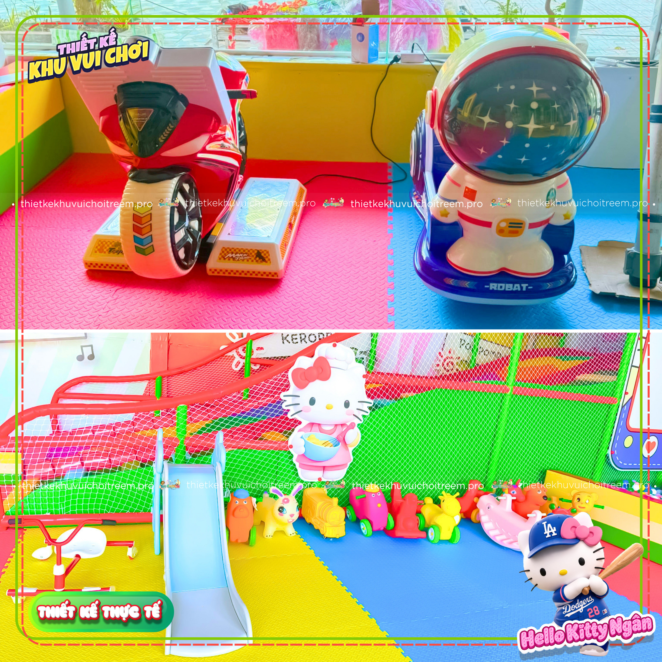 Máy games và xe chòi chân của dự án thiết kế khu vui chơi Vĩnh Long - Hello Kitty Ngân