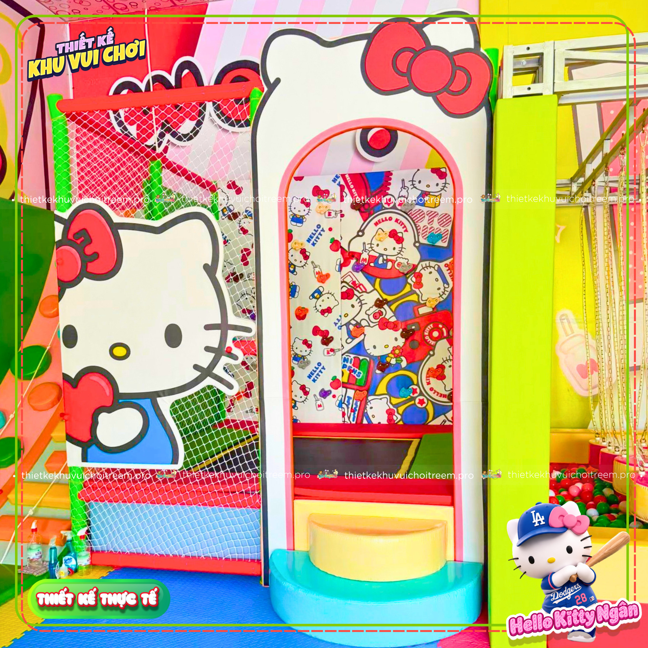 Sàn nhún trampoline của dự án thiết kế khu vui chơi Vĩnh Long - Hello Kitty Ngân