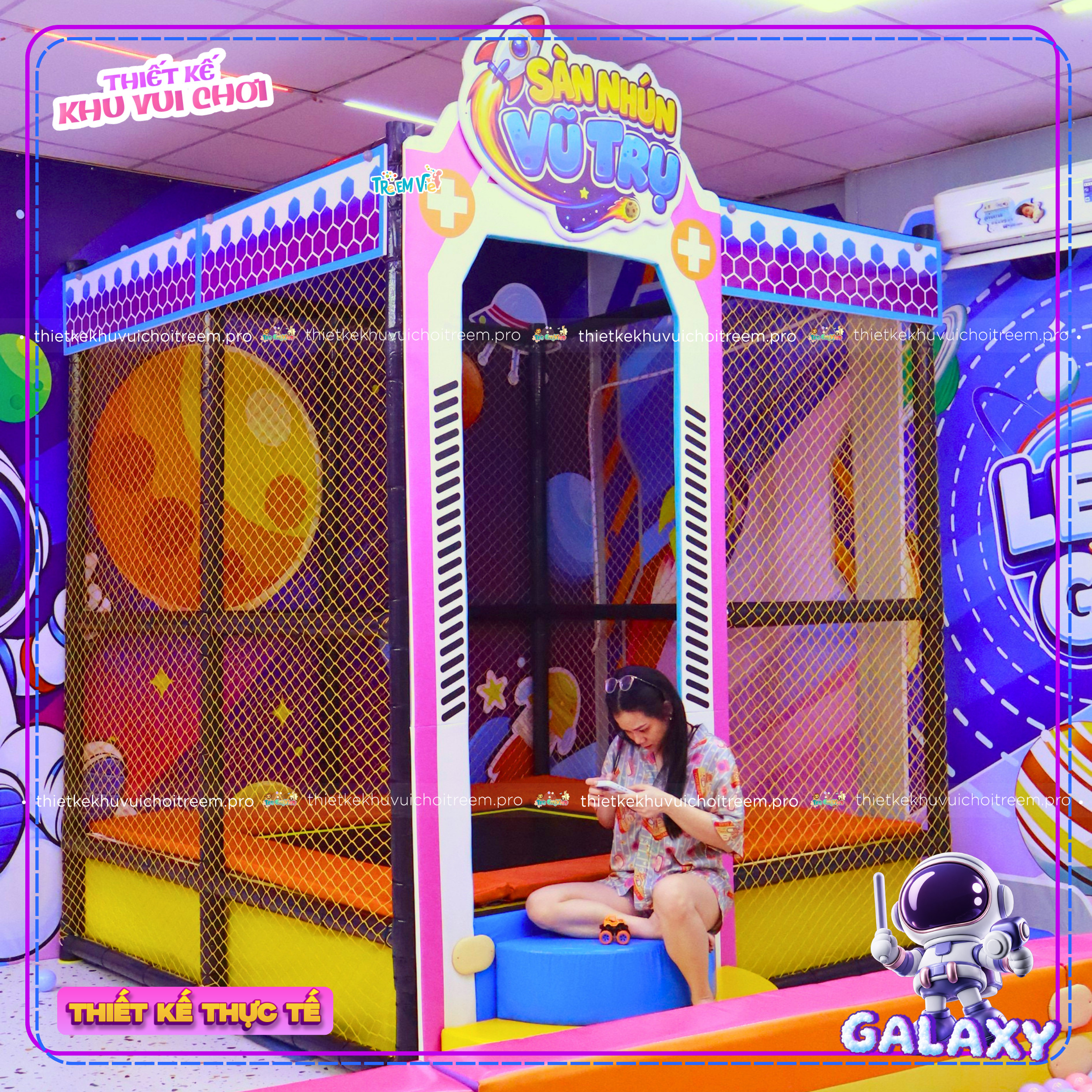 Sàn nhún trampoline của dự án thiết kế khu vui chơi Đồng Nai - Galaxy