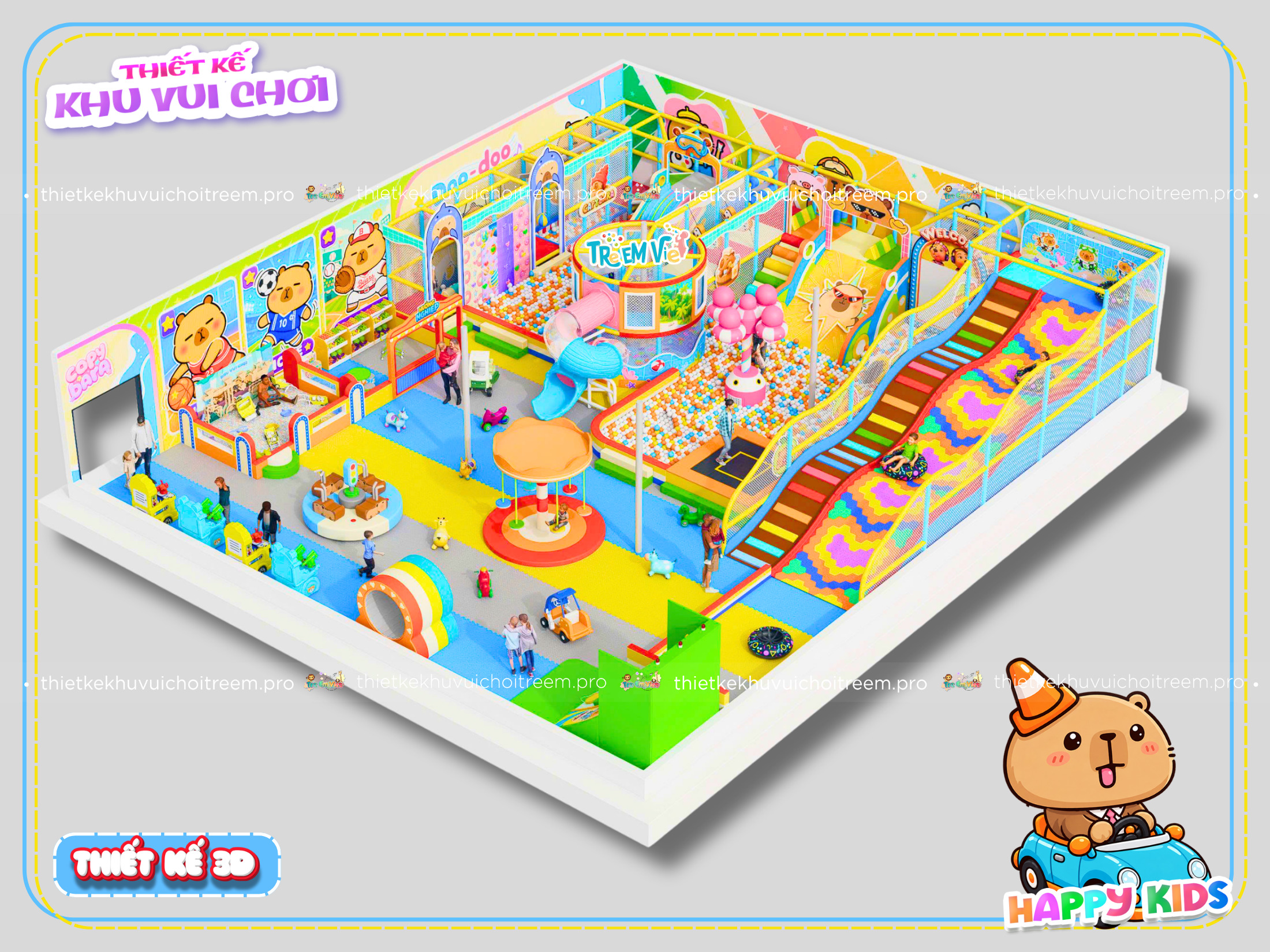 Mô hình 3D thiết kế khu vui chơi Huế - Happy Kids