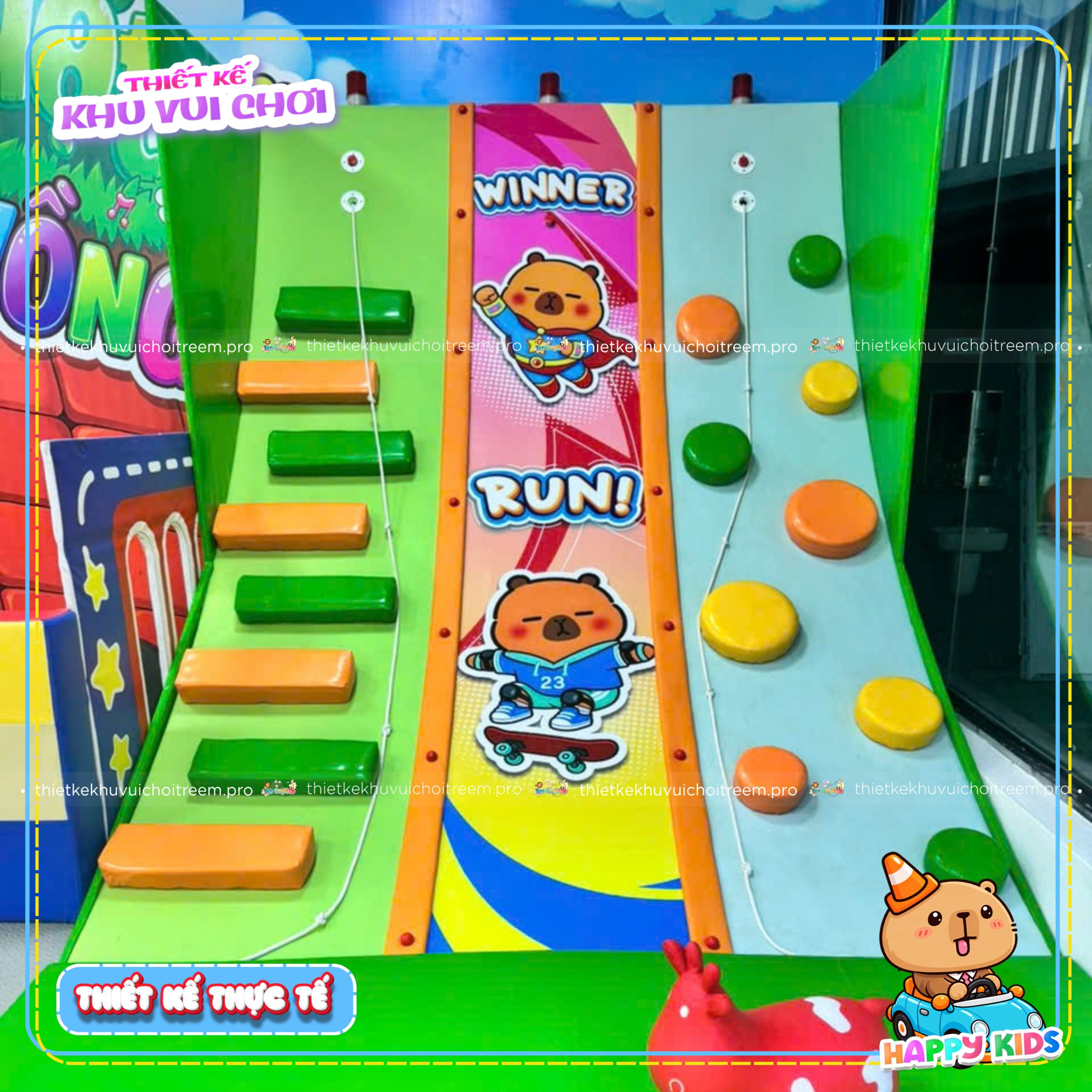 Leo dốc đập chuông của dự án thiết kế khu vui chơi Huế - Happy Kids