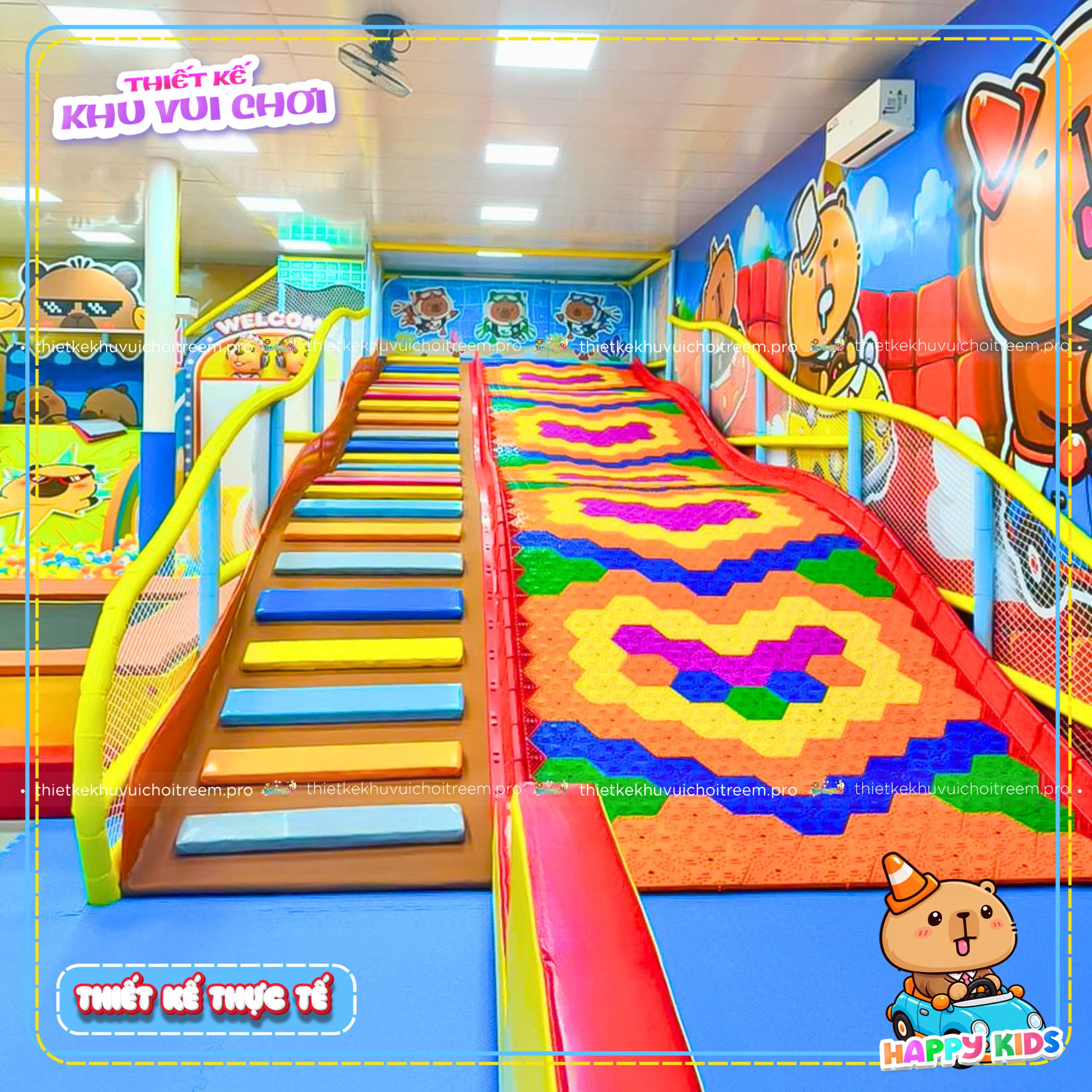 Đường trượt phao khô cầu vồng của dự án thiết kế khu vui chơi Huế - Happy Kids