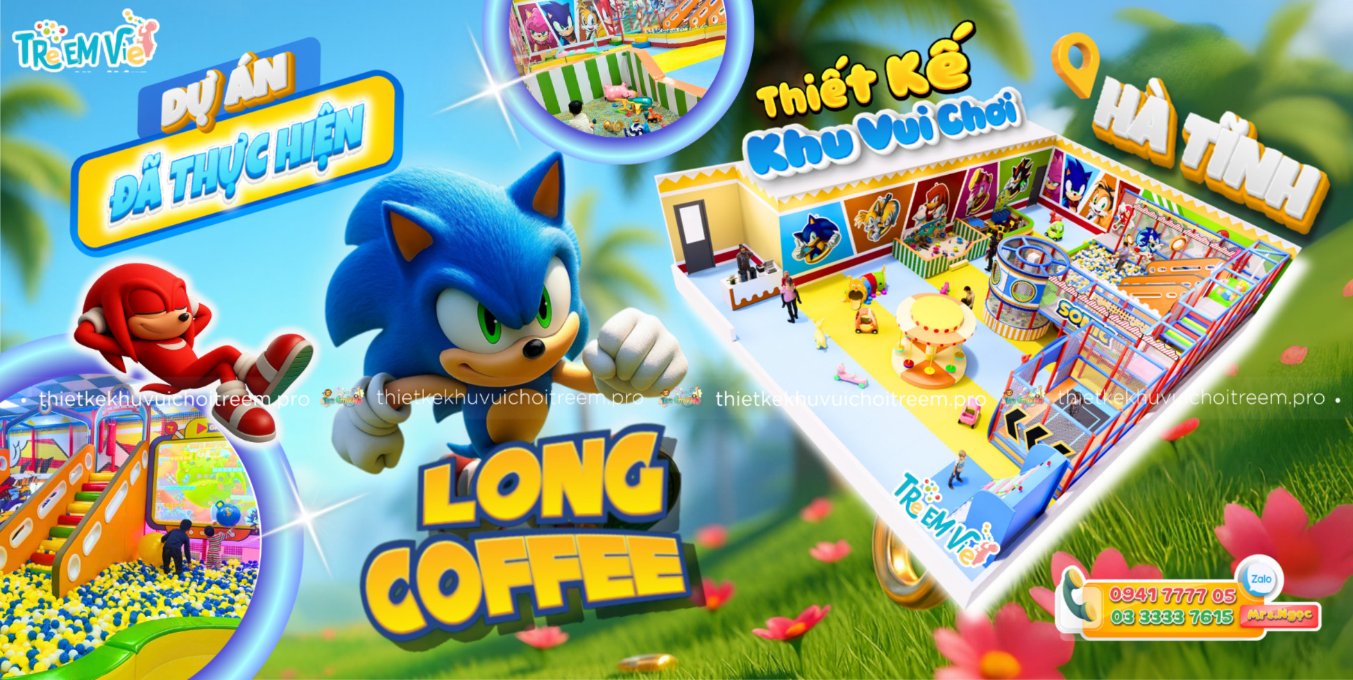 Banner Thiết kế khu vui chơi trẻ em Hà Tĩnh Long Coffee