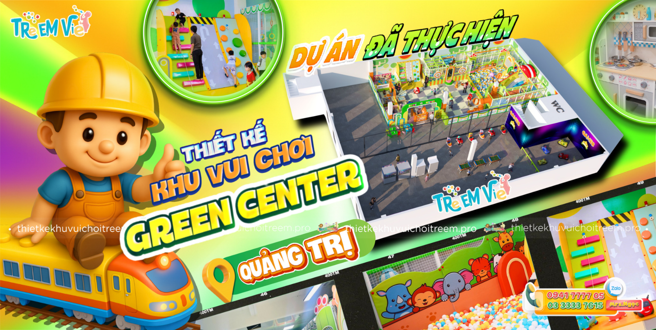 Banner Thiết Kế Khu Vui Chơi Quảng Trị - Dự Án Thi Công Lắp Đặt Khu Vui Chơi Trong Khu Phức Hợp Giải Trí Green Center