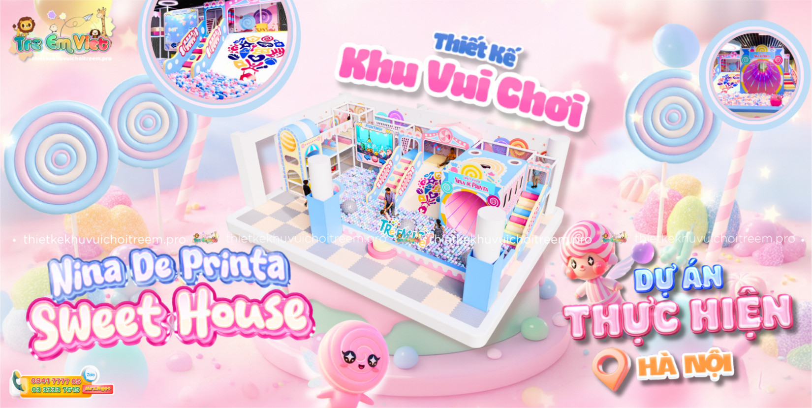 Banner thiết kế khu vui chơi trẻ em Hà Nội - Nina De Printa Sweet House