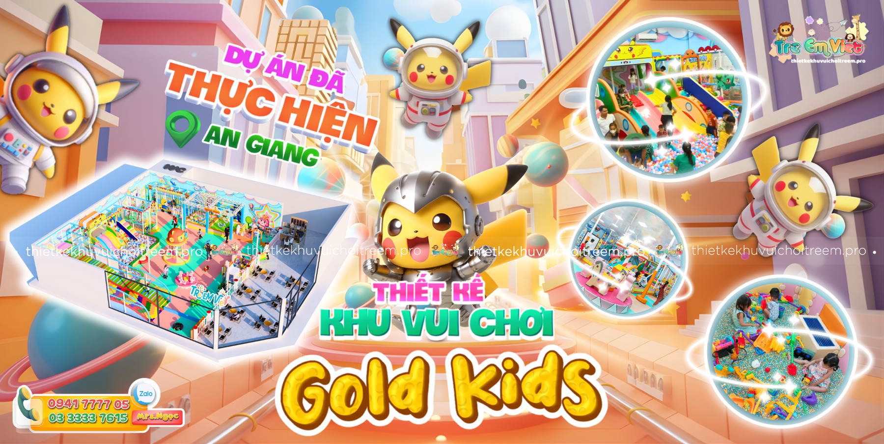Banner thiết kế khu vui chơi An Giang Gold Kids