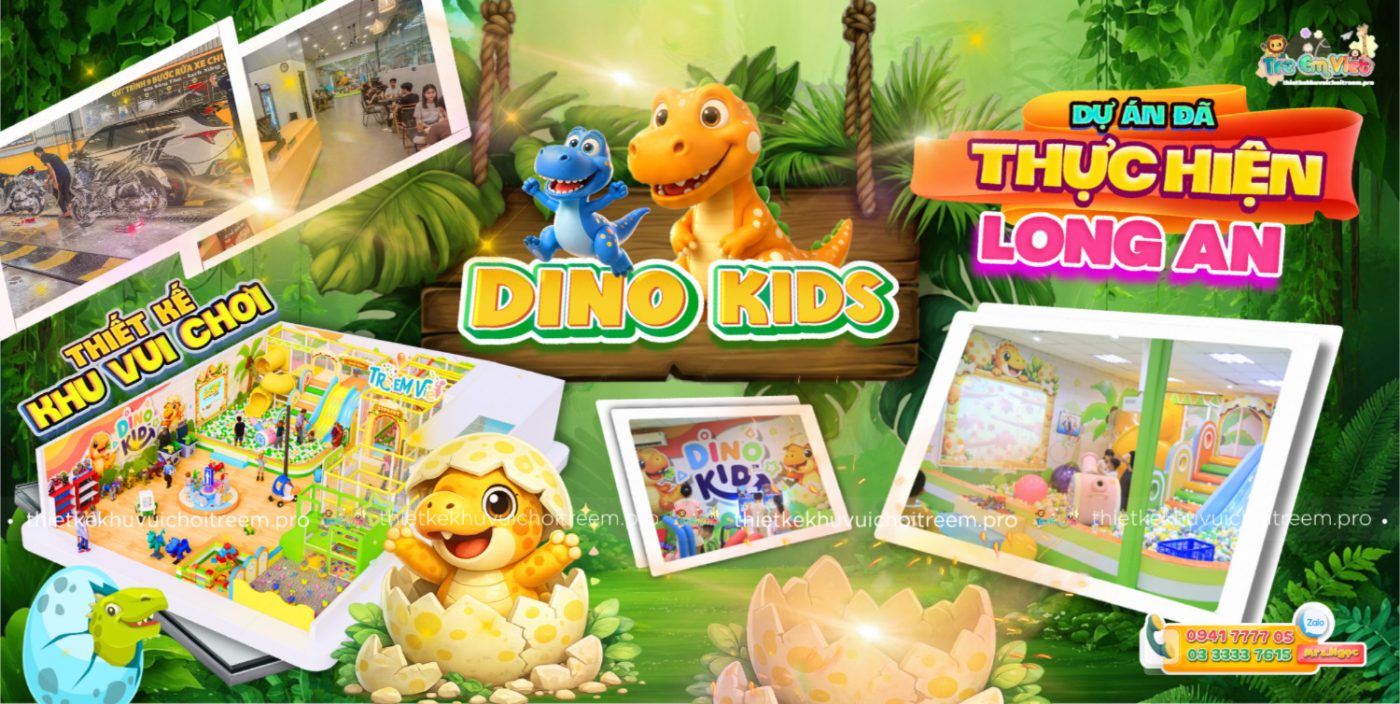 Banner Thiết kế khu vui chơi Long An - Dino Kids