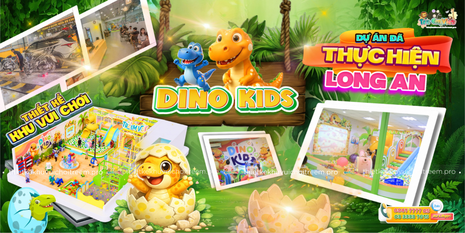 Banner Thiết kế khu vui chơi Long An - Dino Kids